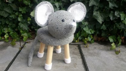 garenpakket Mini-dierenkruk Muis grijs/wit